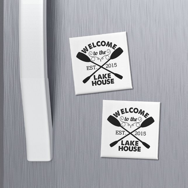 Välkommen till Sjö House | Rustik Personlig Magnet (Skapare uppladdad)