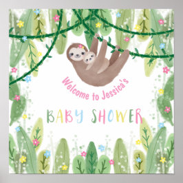 Välkommen till Sloth Flicka Shower Jungle Theme Poster