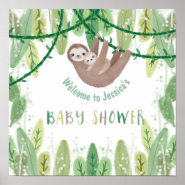 Välkommen till Sloth Pojke Shower Jungle Theme Poster
