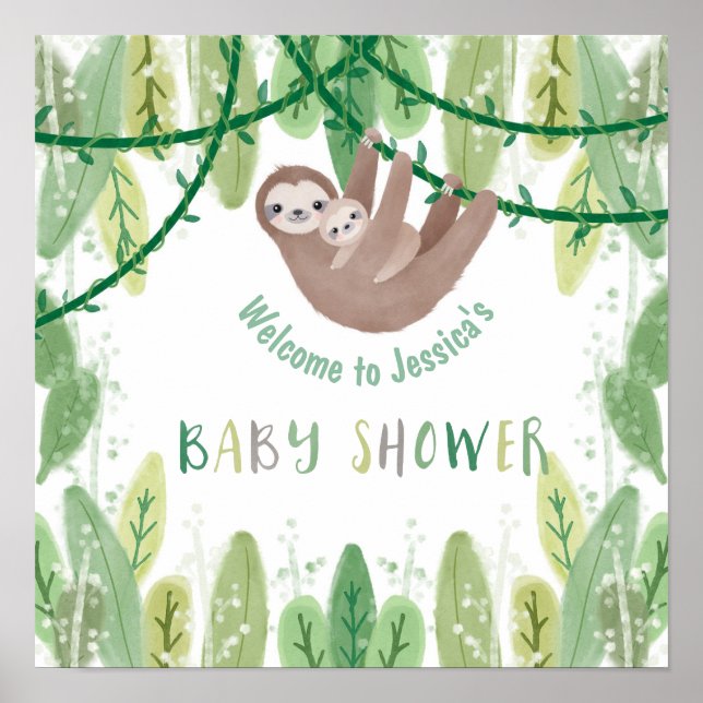 Välkommen till Sloth Pojke Shower Jungle Theme Poster (Framsidan)