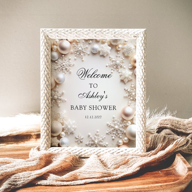 Välkommen till snöflingor Neutralt Baby Shower Poster (Skapare uppladdad)
