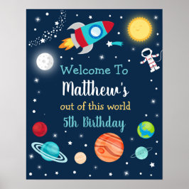 Välkommen till Space Rocket Frakt Planets Birthday Poster