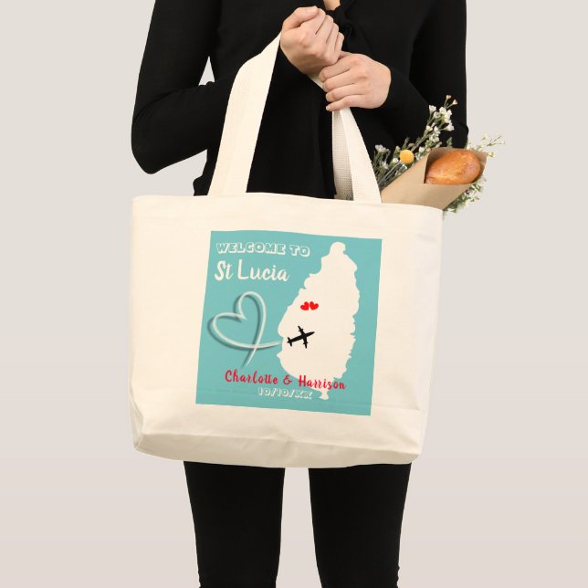 Välkommen till St Lucia Destination Wedding Jumbo Tygkasse (Framsida (produkt))
