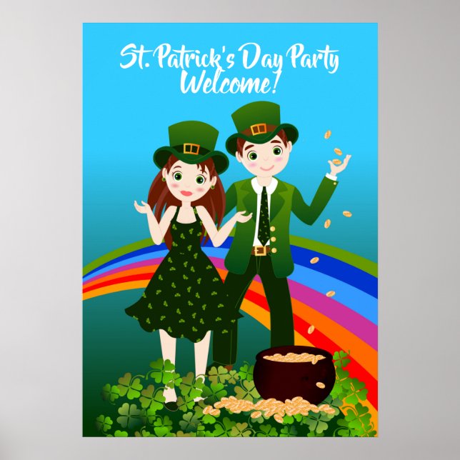 Välkommen till St. Patrick's Kids Party Poster (Framsidan)