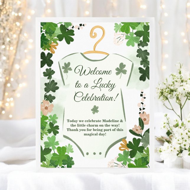 Välkommen till St. Patrick's Lucky Charm Baby Show Poster (St. Patrick's Lucky Charm Baby Shower Welcome Poster)