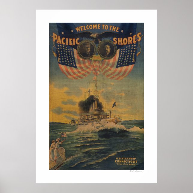 Välkommen till Stillahavets kuster. FlagshipConnec Poster (Framsidan)