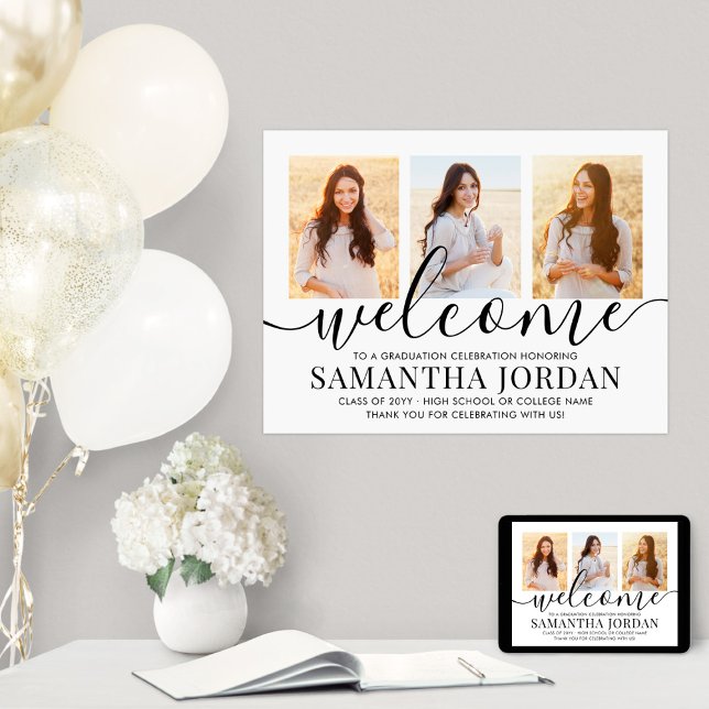 Välkommen till studentfest 3 Photo & Black Script Poster (Skapare uppladdad)