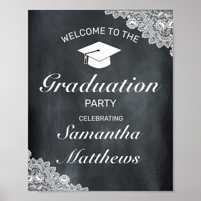 Välkommen till Studentfesten Blackboard och White  Poster (Framsidan)