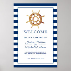 Välkommen till styrhjulet för Nautical Navy Rand Poster