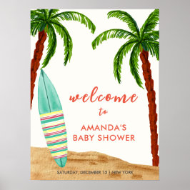 Välkommen till surfa Beach Baby ombord på babydusc Poster