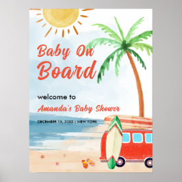 Välkommen till surfa Beach Baby ombord på babydusc Poster