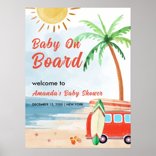 Välkommen till surfa Beach Baby ombord på babydusc Poster (Framsidan)