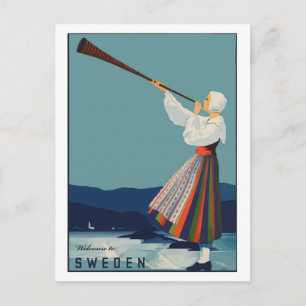 Välkommen till Sverige, vintage rese vykort