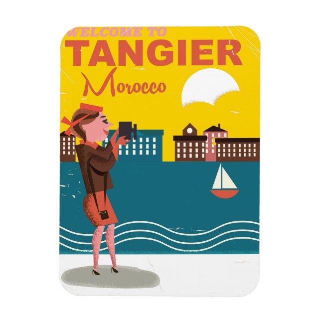 Välkommen till Tanger Marocko vintage resaffisch Magnet (Vertikal)