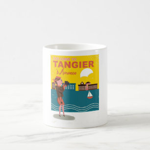 Välkommen till Tangier Marockos poster vintage res Kaffemugg