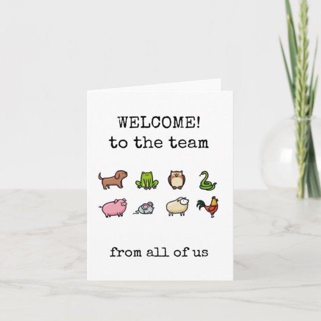 Välkommen till teamet, från oss alla, nytt jobbkor kort (Framsida)