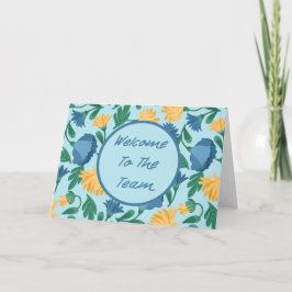 Välkommen till teamet Ny anställd med blå Blommigt Kort