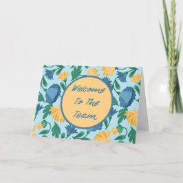 Välkommen till teamet Ny anställd med blå Blommigt Kort