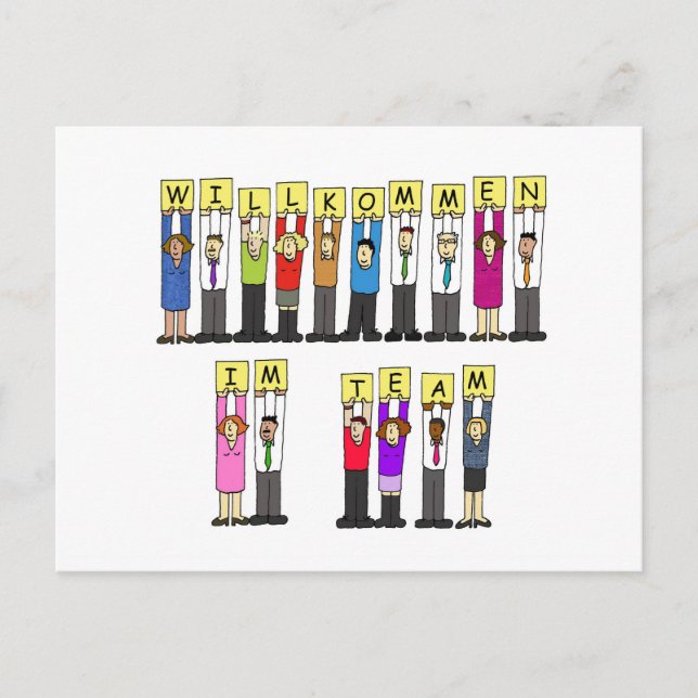 Välkommen till teamet på tyska vykort (Framsida)