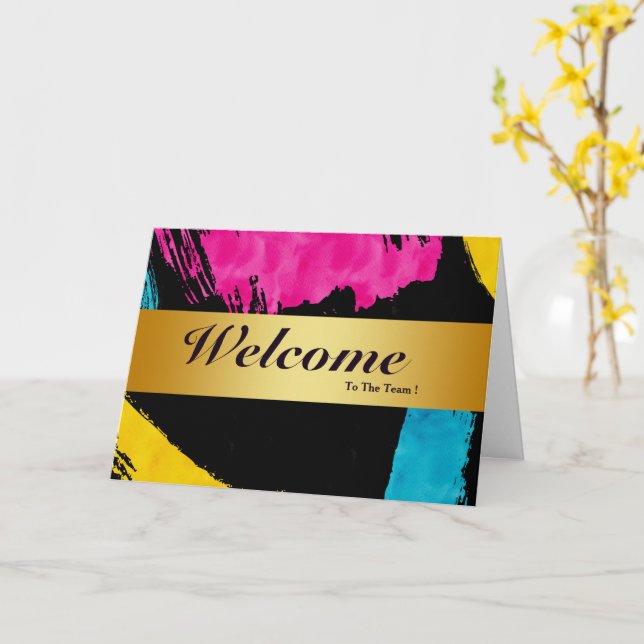 Välkommen till teamets minsta Guld-bladgkort Kort (Gul blomma)