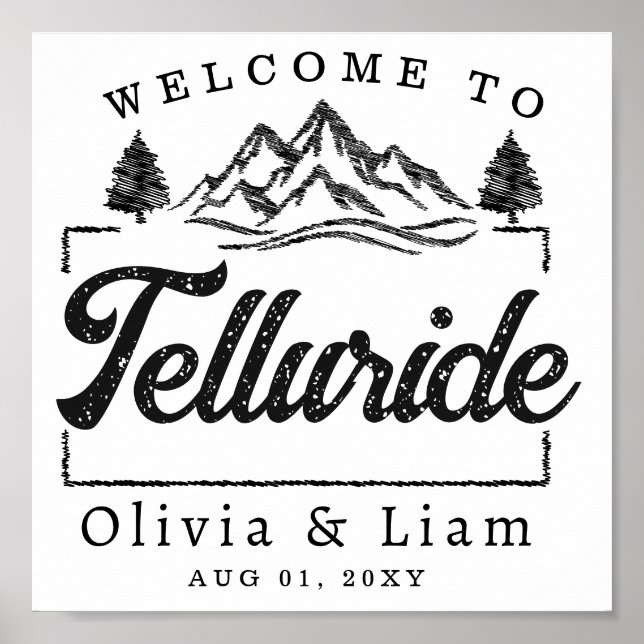 Välkommen till Telluride Colorado Bröllop minimali Poster (Framsidan)
