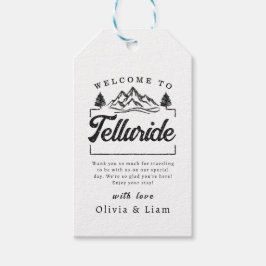 Välkommen till Telluride Colorado Bröllop minimali Presentetikett
