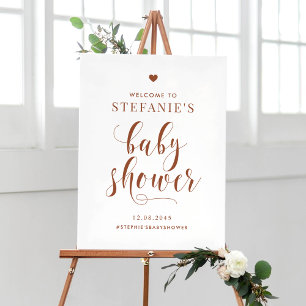 Välkommen till Terracotta fold Script Baby Shower Poster