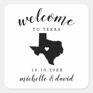 Välkommen till Texas Bröllop anpassningsbar-förm Fyrkantigt Klistermärke