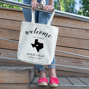 Välkommen till Texas Staten Silhouette Bröllop Tygkasse