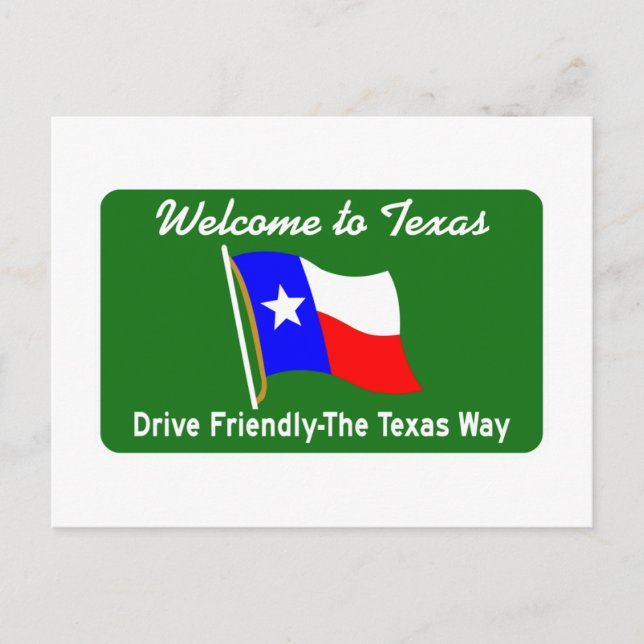 Välkommen till Texas - USA Road Sign Vykort (Framsida)