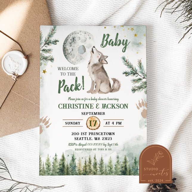 Välkommen till The Pack Forest Wolf Baby Shower Inbjudningar (Skapare uppladdad)