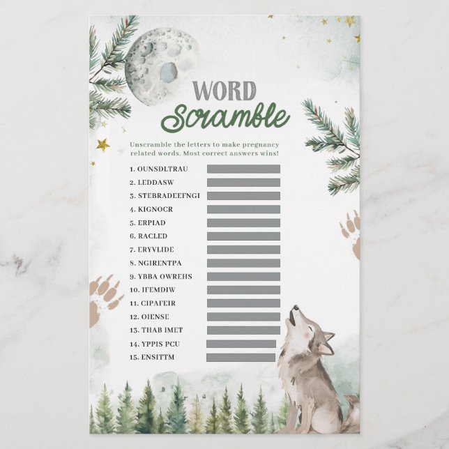 Välkommen till The Pack Forest Wolf Word Scramble  (Framsida)