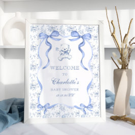 Välkommen till Toile De Jouy Nalle Baby Shower Poster
