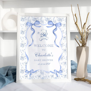 Välkommen till Toile De Jouy Nalle Baby Shower Poster