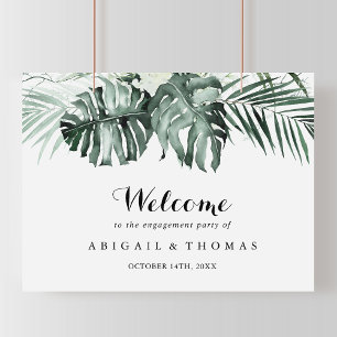 Välkommen till Tropical Grey White Förlovningsfest Poster