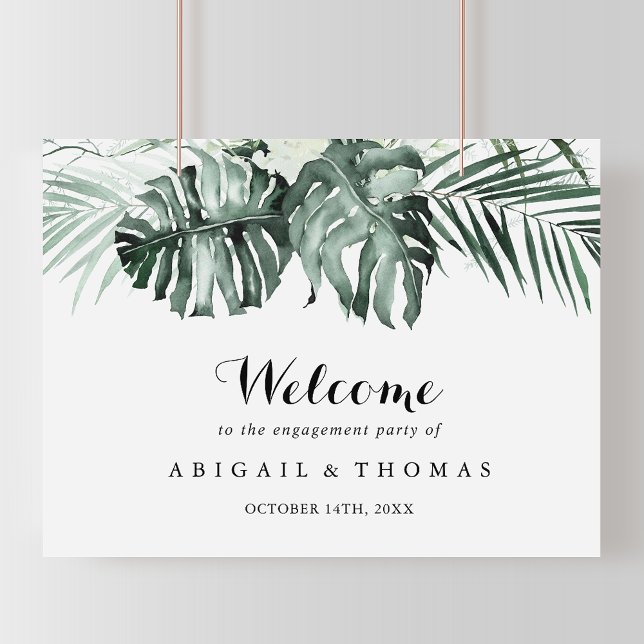 Välkommen till Tropical Grey White Förlovningsfest Poster (Skapare uppladdad)
