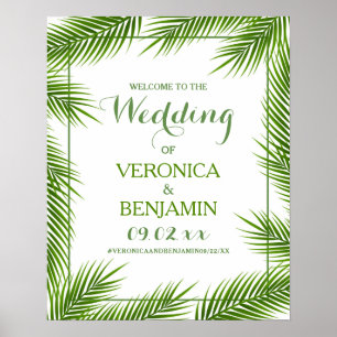 Välkommen till Tropical Handflatan Lövs Beach Wedd Poster
