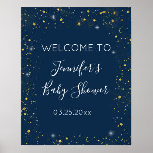 Välkommen till Twinkle Star Navy & Guld Baby Showe Poster