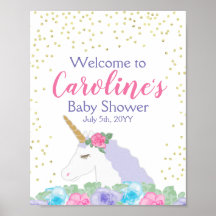 Välkommen till Unicorn Rosa & Guld Baby Shower