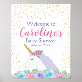 Välkommen till Unicorn Rosa & Guld Baby Shower Poster