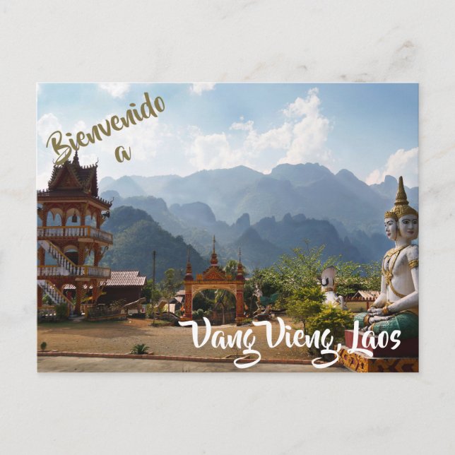 Välkommen till Vang Vieng, vykort för Laos (Framsida)