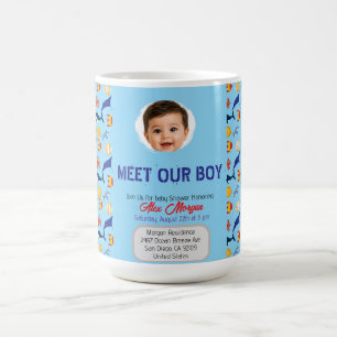 Välkommen till vår baby shower-inbjudan för pojke kaffemugg
