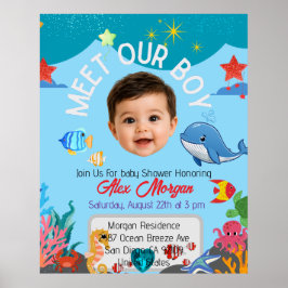 Välkommen till vår baby shower-inbjudan för pojke  poster