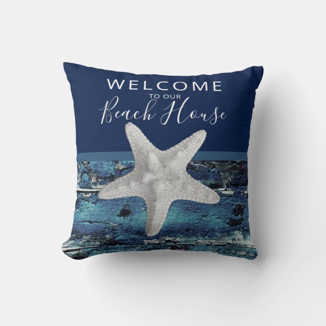  Välkommen till vår Beach House Rustic Nautical Na Kudde (Framsida)
