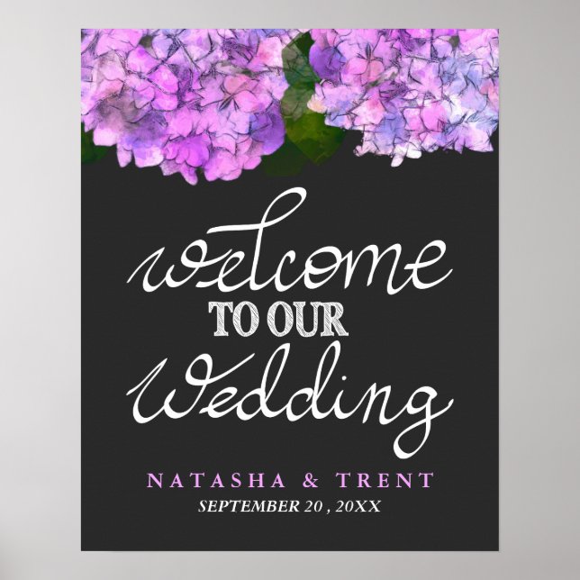 Välkommen till vår Blommigt för Hydrangea-Bröllop- Poster (Framsidan)