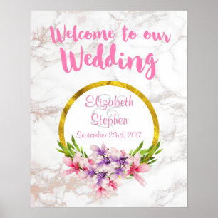 Välkommen till vår Blommigt och marmor i Bröllop Poster