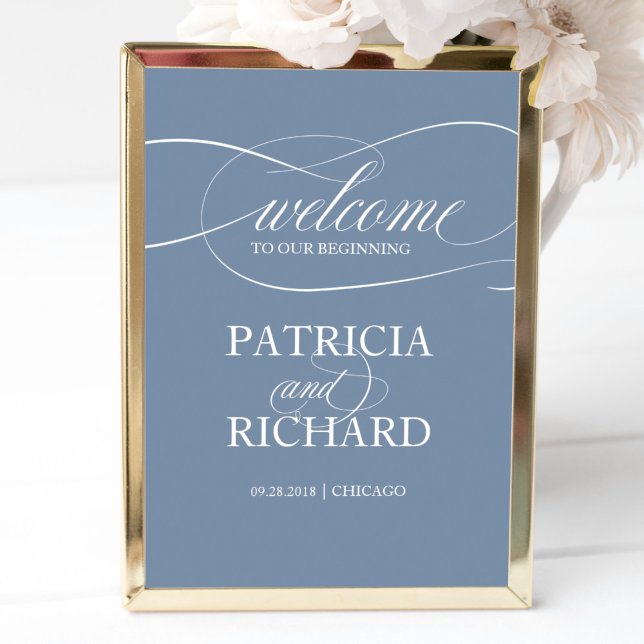 Välkommen till vår början | Damblå skylt (Skapare uppladdad)