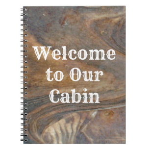 Välkommen till vår Cabin Brown Woodgrain Photo Gue Anteckningsbok