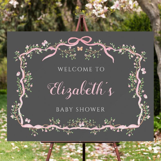 Välkommen till vår Garden Grått & Rosa Baby Shower Poster (Skapare uppladdad)