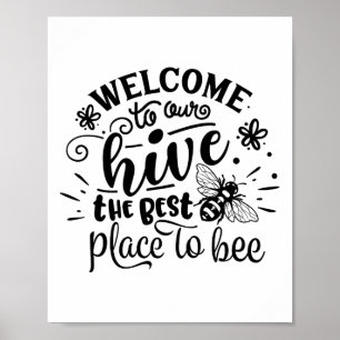 Välkommen Till Vår Humoristiska Bihive Vår & Påsk Poster